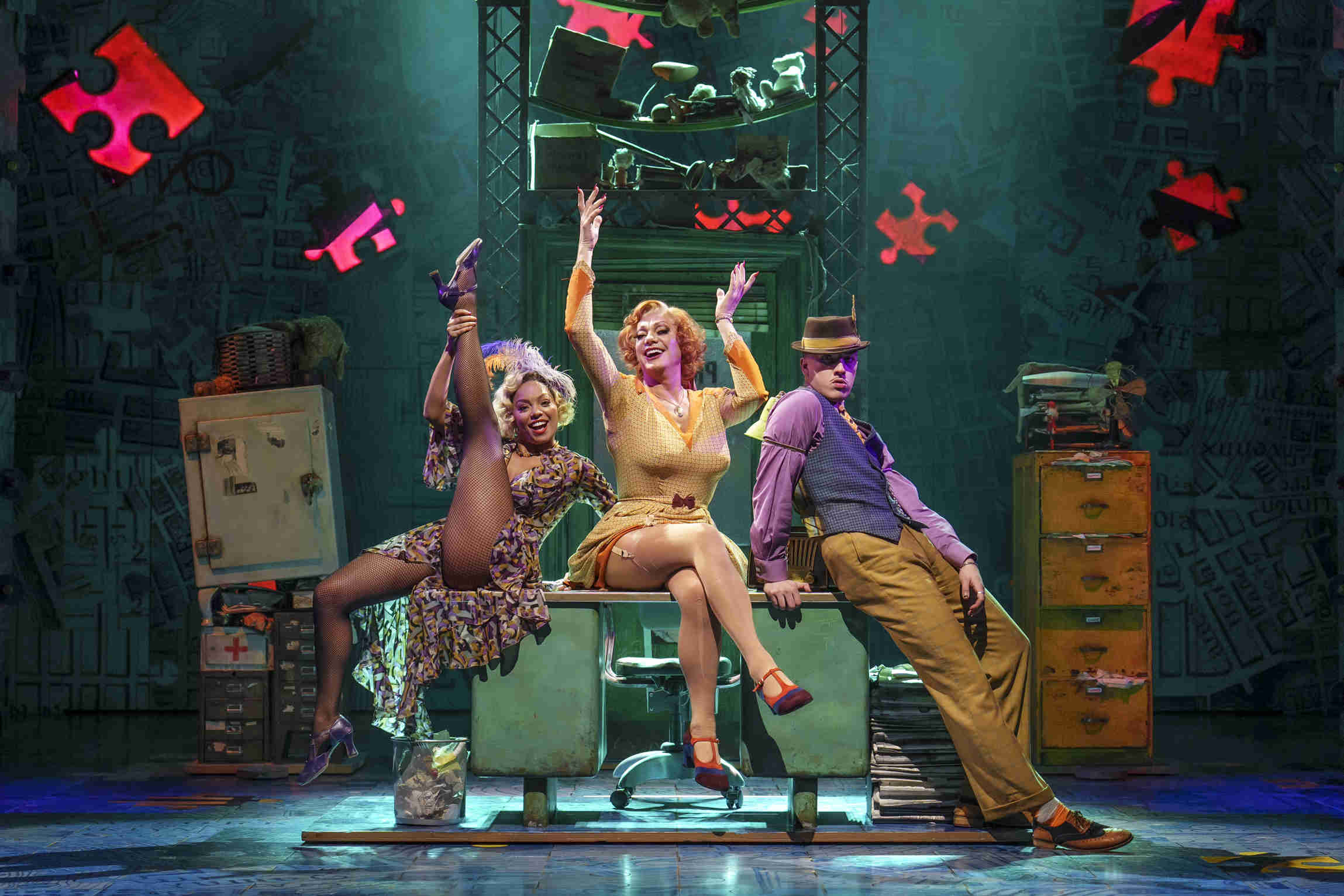 Annie UK Tour 2023 Craig Revel Horwood (Miss Hannigan), Billie Kay (Lily) And Paul French (Rooster). Photo Paul Coltas (2)